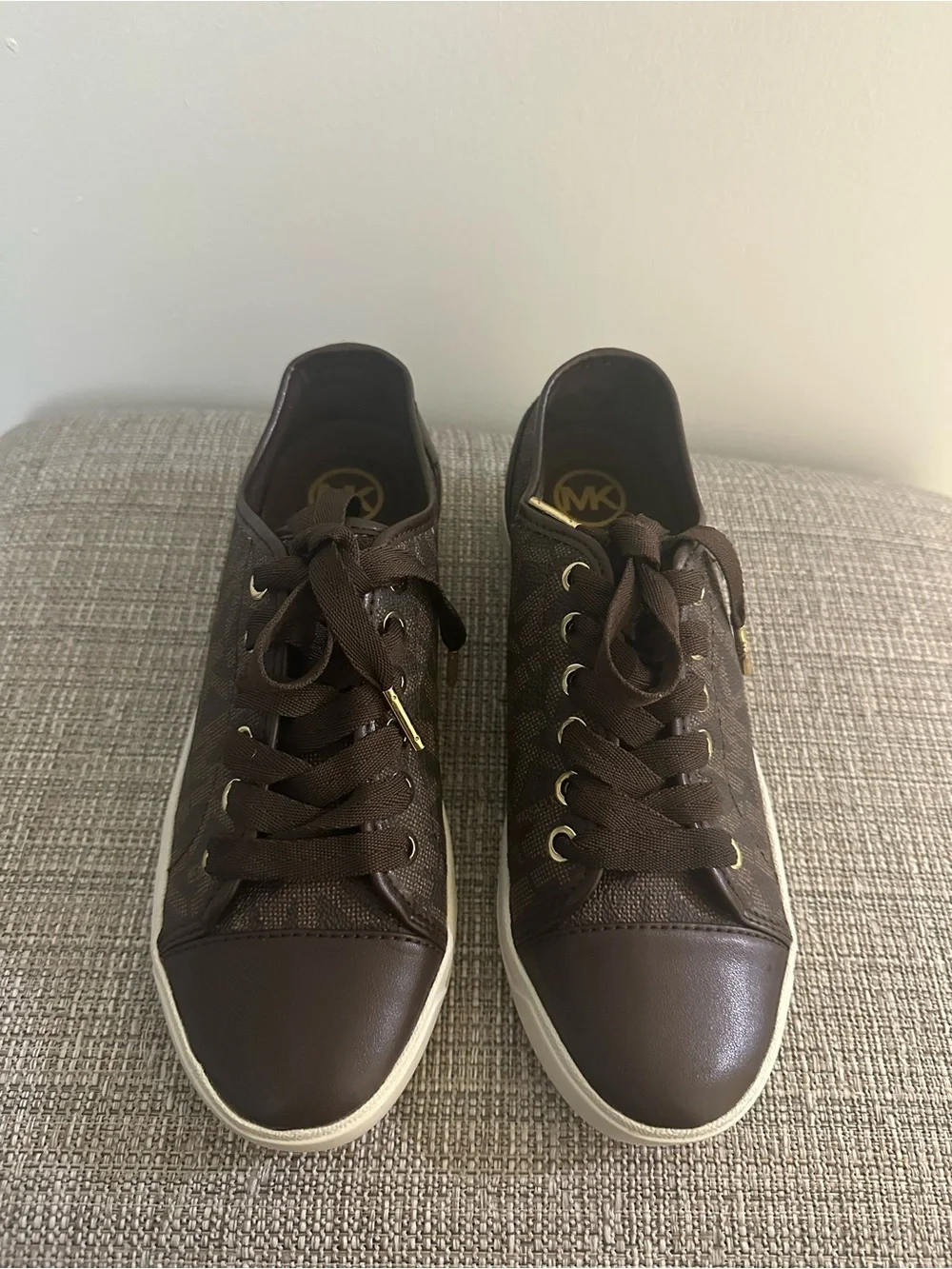 Michael Kors Dark Brown MK Logo Low-Top Sneakers
